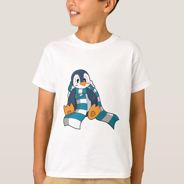 Penguin med Scarf T Shirt (Framsida)