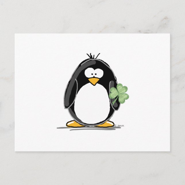 Penguin med Shamrock Vykort (Framsida)
