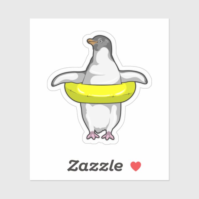 Penguin med Simma ring Klistermärken (Ark)