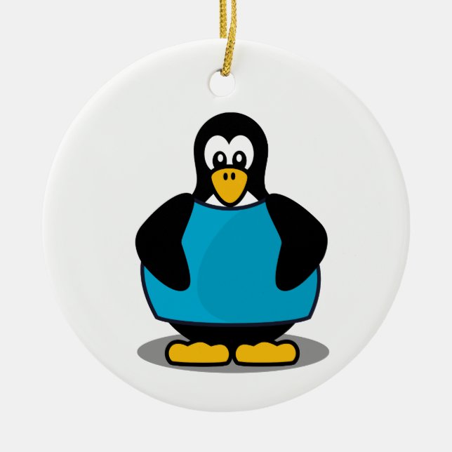 Penguin med skjorta julgransprydnad keramik (Framsidan)