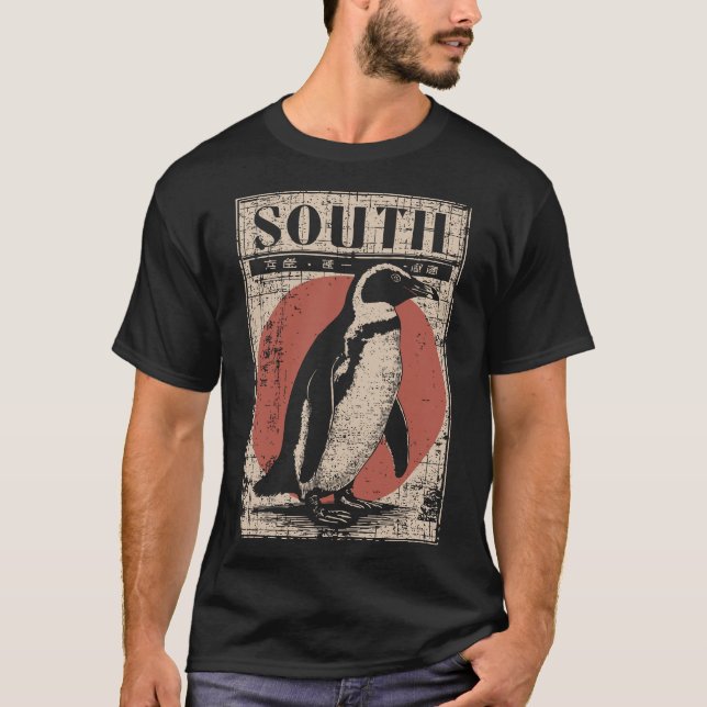 Penguin med södra Sol och Ice Karta T Shirt (Framsida)