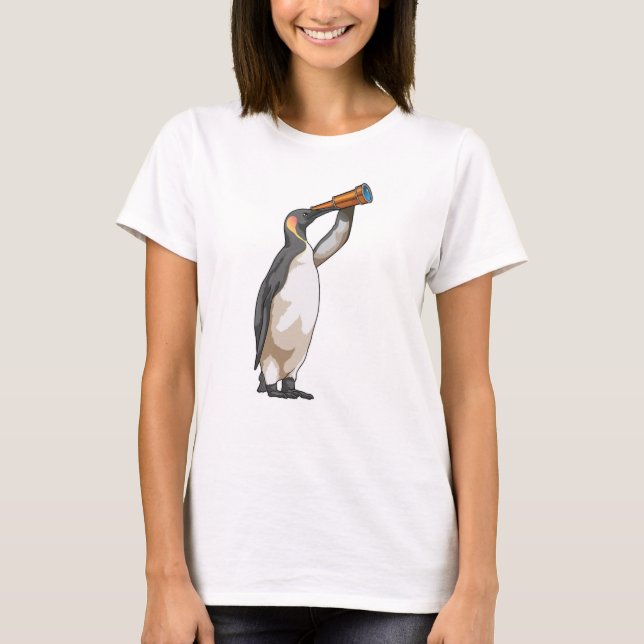 Penguin med Telescope T Shirt (Framsida)