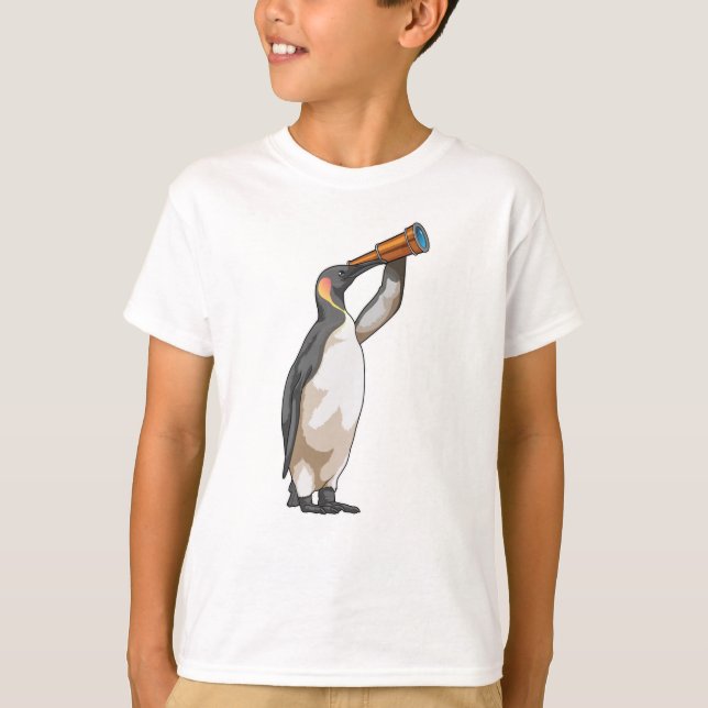 Penguin med Telescope T Shirt (Framsida)