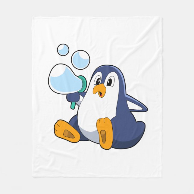 Penguin med tvålbubblor.PNG Fleecefilt (Framsidan)