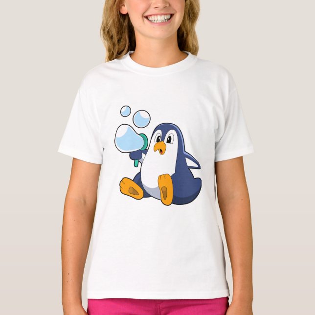 Penguin med tvålbubblor.PNG T Shirt (Framsida)