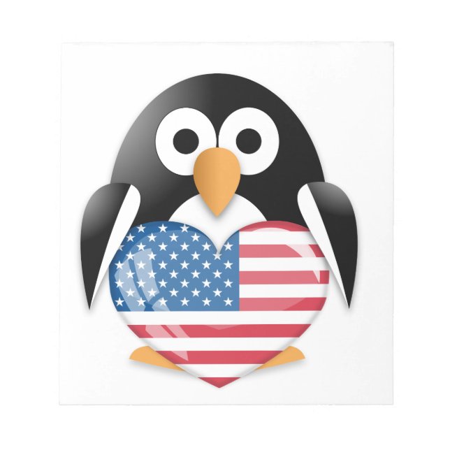 Penguin med USA flagga Anteckningsblock (Framsida)
