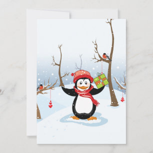 Penguin med vinterlandskap i julklapp julkort