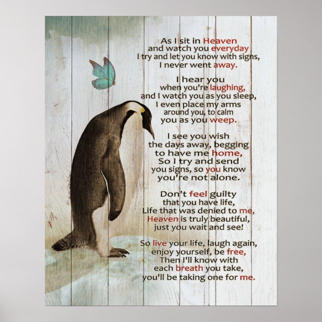 Penguin medan jag sitter i Heaven Memorial-gåvor Poster (Framsidan)