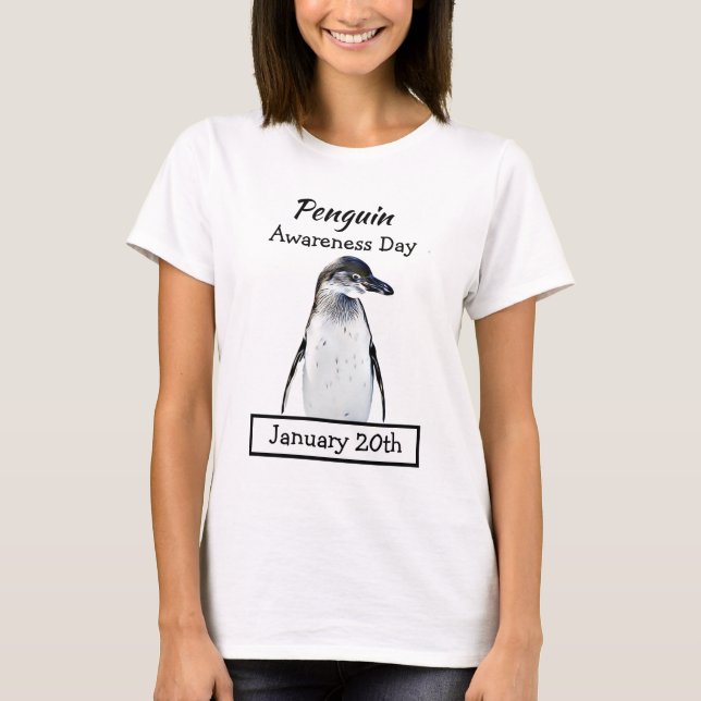 Penguin-medvetandegörandedagen januari 20 Helgdaga T Shirt (Framsida)