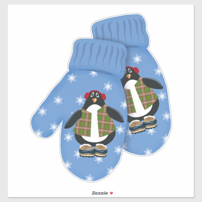 Penguin Mittens | Cute Jul Large Klistermärken (Ark)