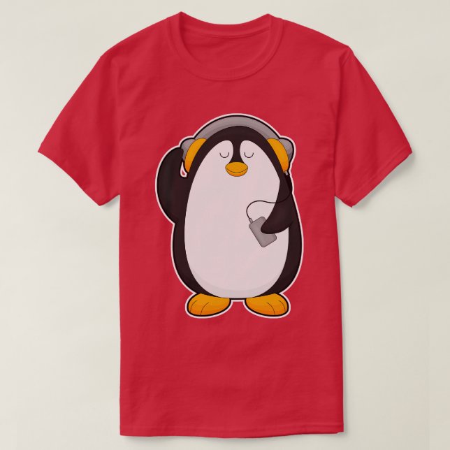 Penguin Mobile mobil med headset T Shirt (Design framsida)