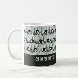 Penguin Mönster Black and White Cute Personlig Kaffemugg