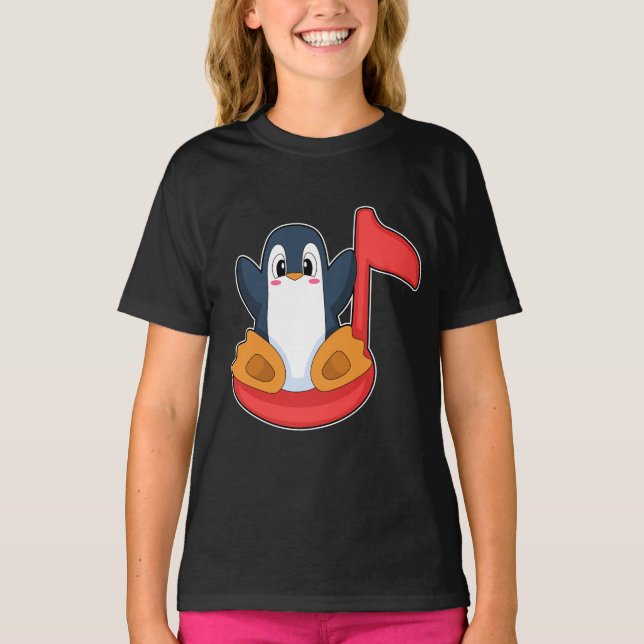 Penguin Muiscal Note Music T Shirt (Framsida)