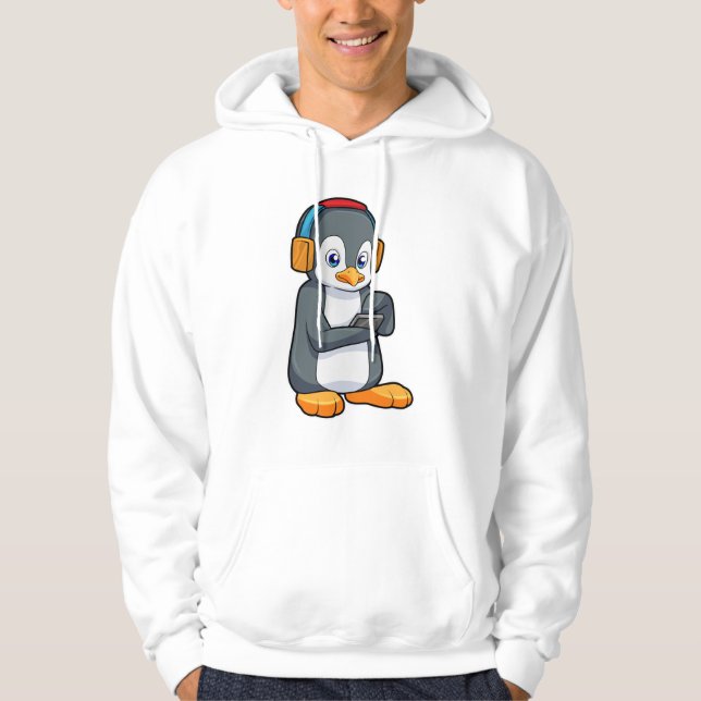 Penguin Music Headphone Hoodie (Framsida)