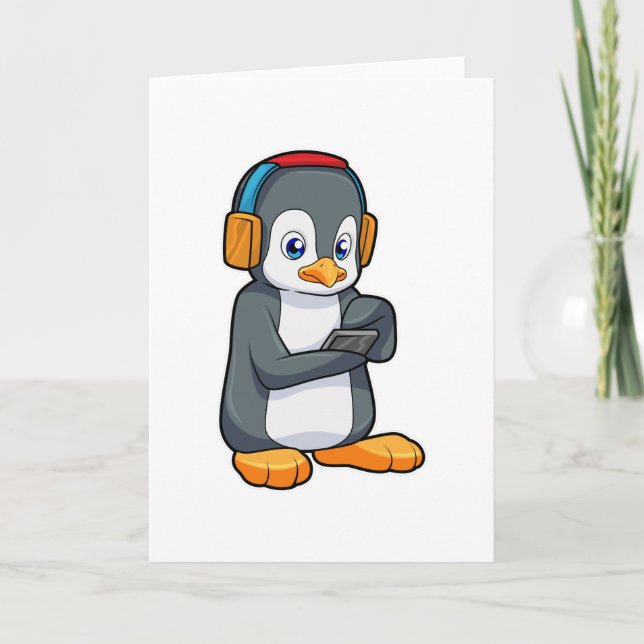 Penguin Music Headphone Kort (Framsida)