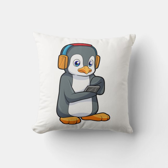 Penguin Music Headphone Kudde (Framsida)