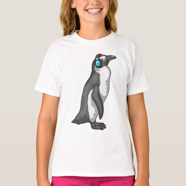 Penguin Music Headphone T Shirt (Framsida)