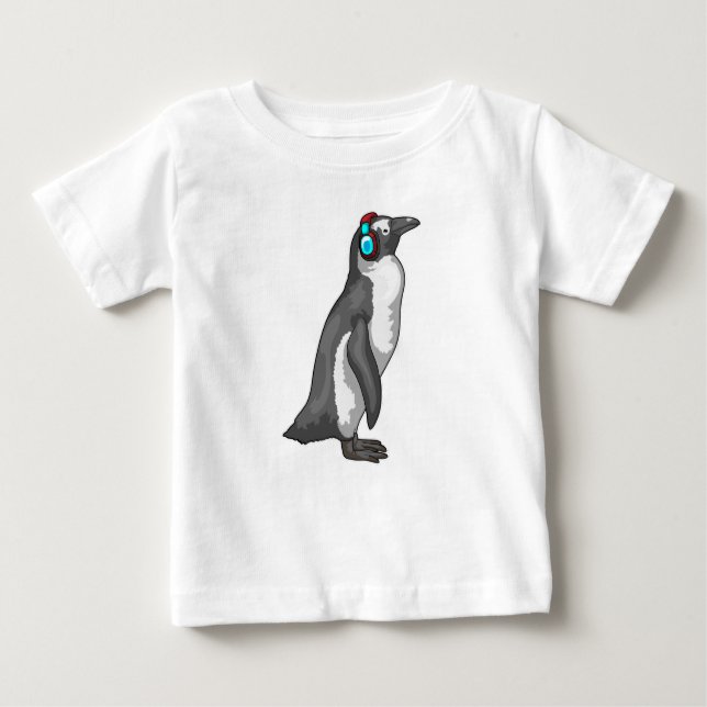 Penguin Music Headphone T Shirt (Framsida)