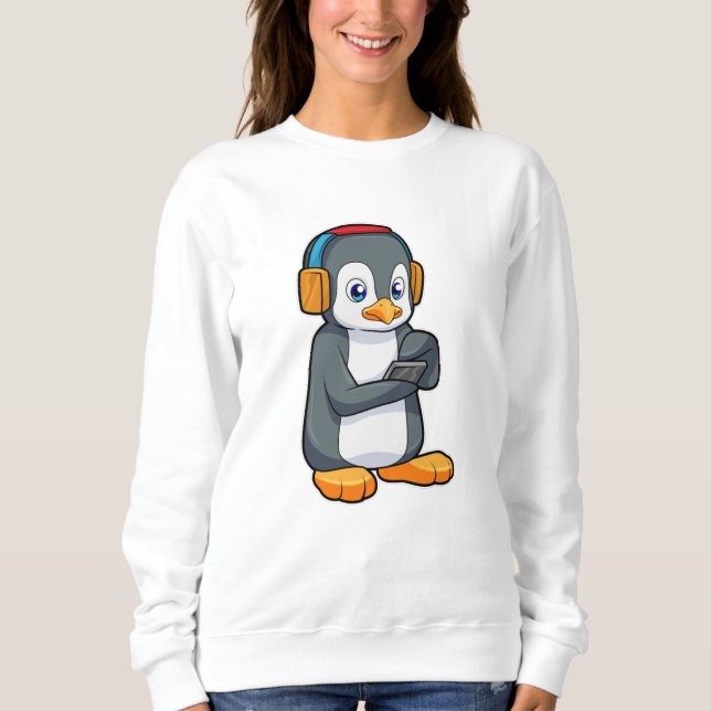 Penguin Music Headphone T Shirt (Framsida)