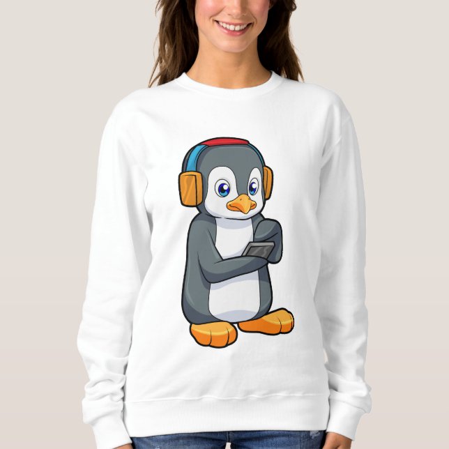 Penguin Music Headphone T Shirt (Framsida)