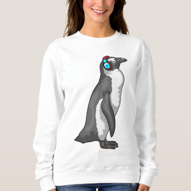 Penguin Music Headphone T Shirt (Framsida)