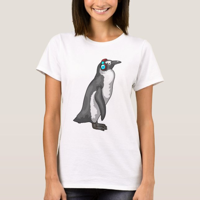Penguin Music Headphone T Shirt (Framsida)