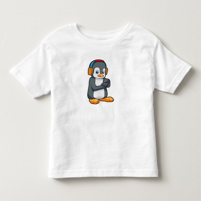 Penguin Music Headphone T Shirt (Framsida)