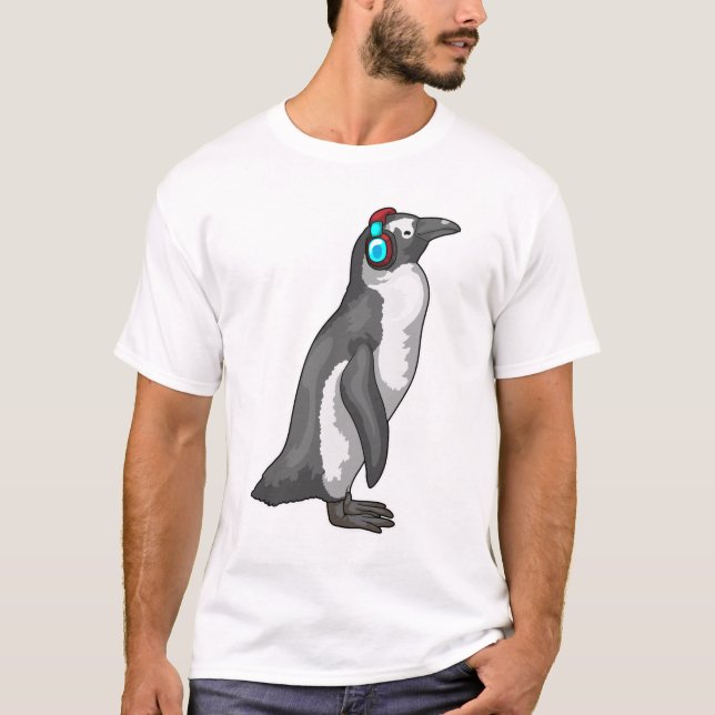 Penguin Music Headphone T Shirt (Framsida)
