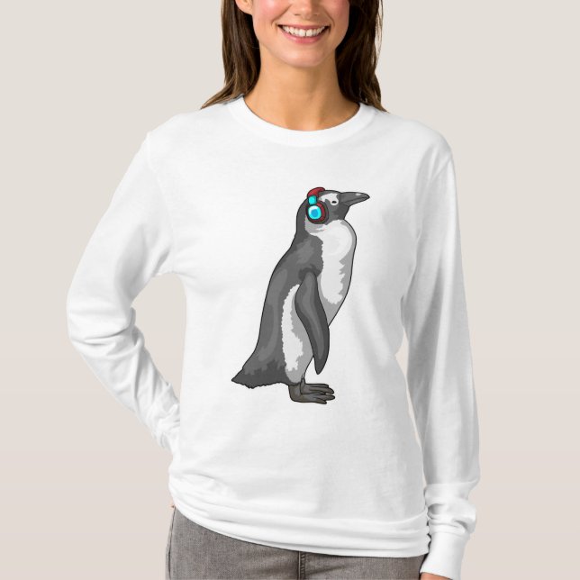 Penguin Music Headphone T Shirt (Framsida)