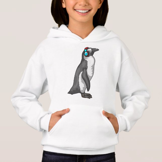 Penguin Music Headphone T Shirt (Framsida)