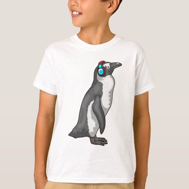 Penguin Music Hörlurar T Shirt (Framsida)