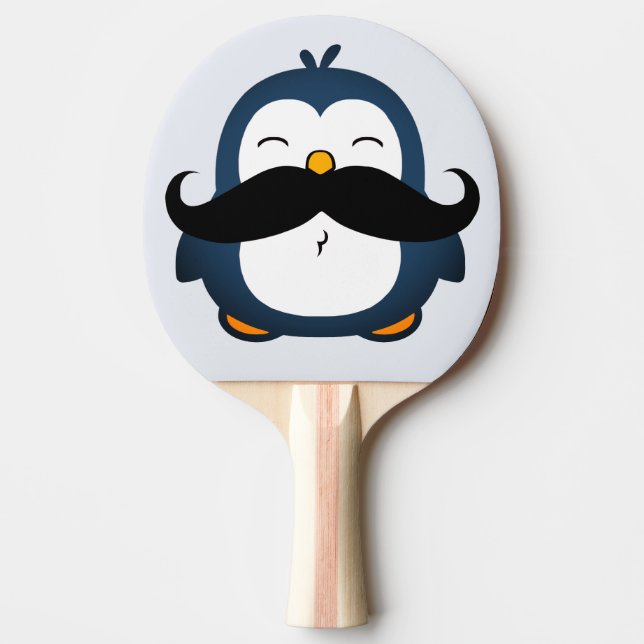 Penguin Mustache Trend Blue Pingisracket (Framsidan)