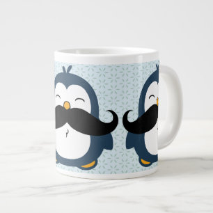 Penguin Mustache Trend Mönster Jumbo Mugg
