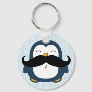 Penguin Mustache Trend Nyckelring