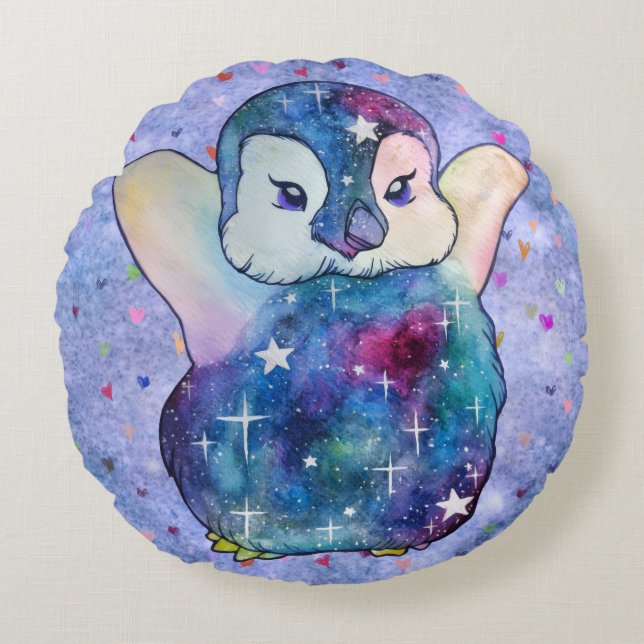 Penguin named Button Rund Kudde (Framsidan)