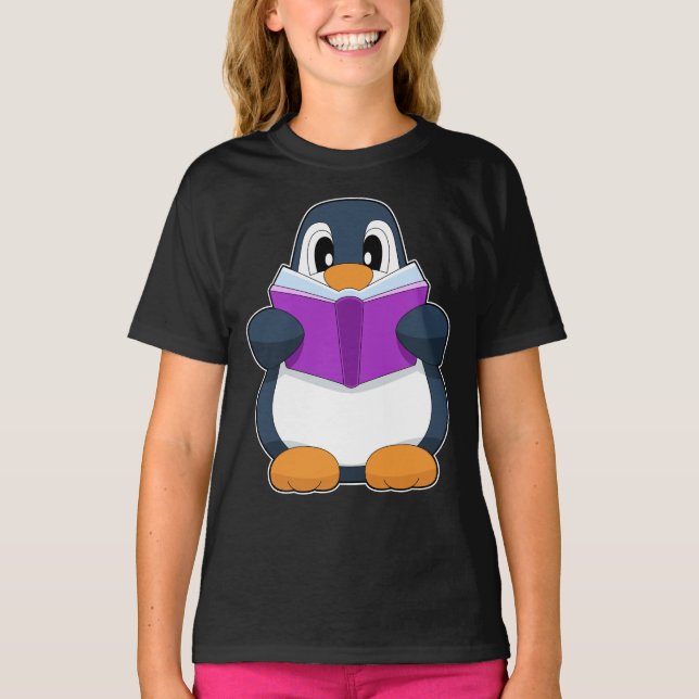 Penguin Nerd Bok T Shirt (Framsida)