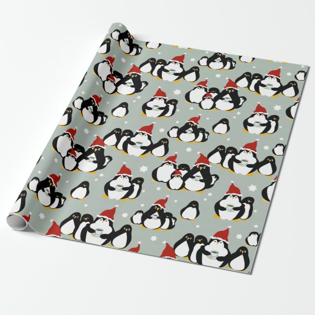 Penguin Nightcap Wrapping Papper Presentpapper (Utrullad)
