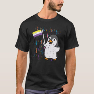 Penguin Nonbinary Flagga Cute Enby Nb Pride Lgbtq  T Shirt