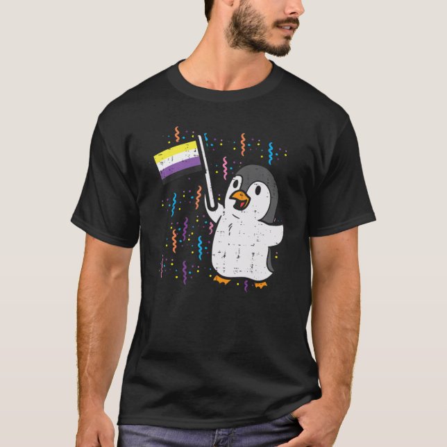 Penguin Nonbinary Flagga Cute Enby Nb Pride Lgbtq  T Shirt (Framsida)