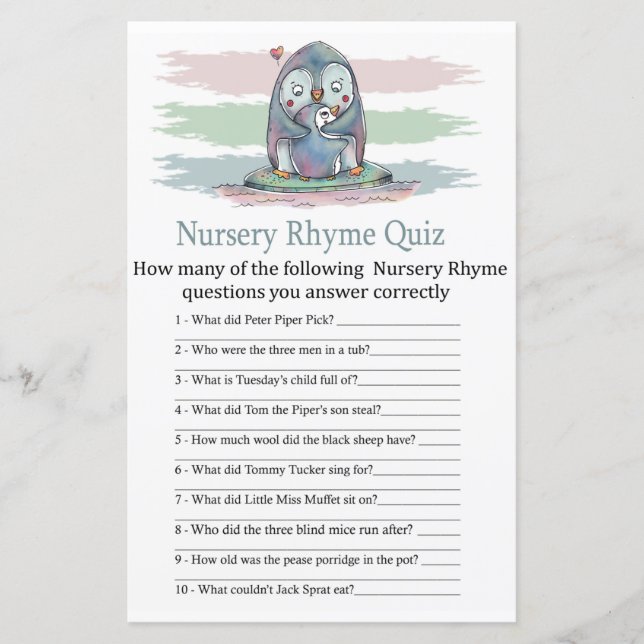 Penguin Nursery Rhyme Quiz babyduschspel (Framsida)