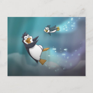 Penguin och Barn Vykort
