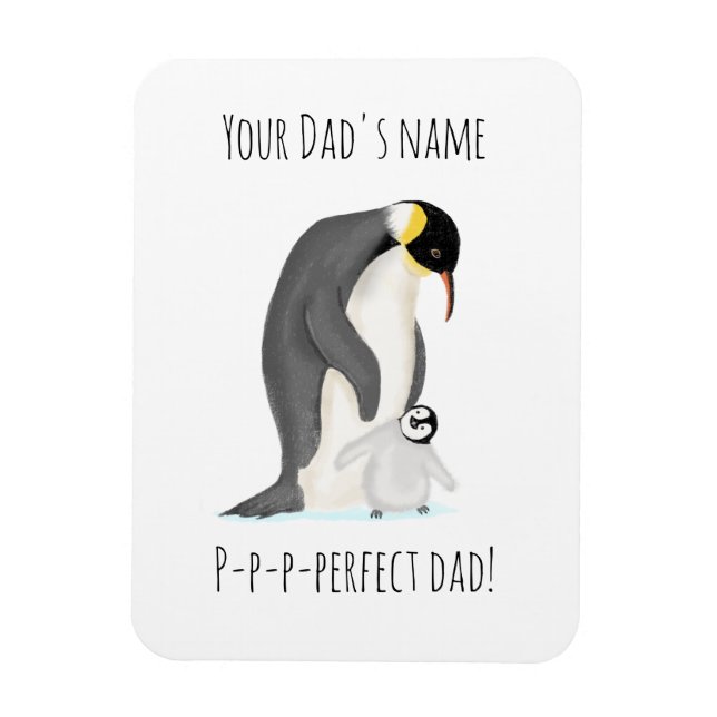 Penguin och chick "perfekt pappa"-magnet magnet (Vertikal)