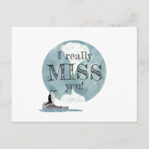Penguin och Earth Day Miss You Teacher Vykort