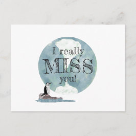 Penguin och Earth Day Miss You Teacher Vykort