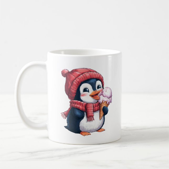 Penguin och Ice Cream Kaffemugg (Vänster)
