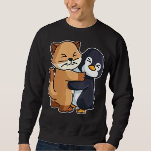 Penguin- och kattkattuterade djur för kvinnor, dju lång ärmad tröja