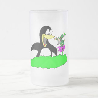 Penguin och Leprechaun Frostat Ölglas