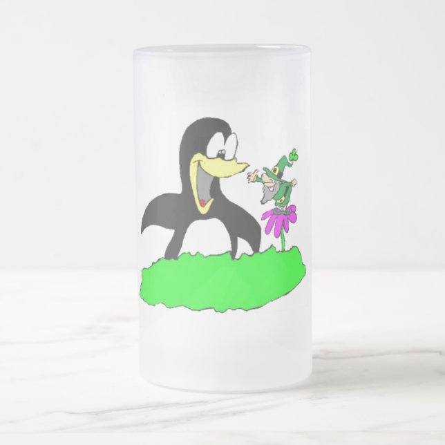 Penguin och Leprechaun Frostat Ölglas (Center)