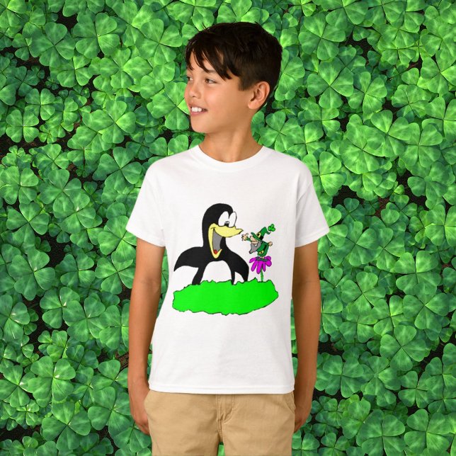 Penguin och Leprechaun Kids T Shirt (Penguin and Leprechaun Kids T-Shirt)
