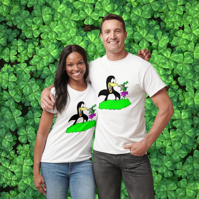 Penguin och Leprechaun Unisex T Shirt (Penguin and Leprechaun Unisex T-Shirt)
